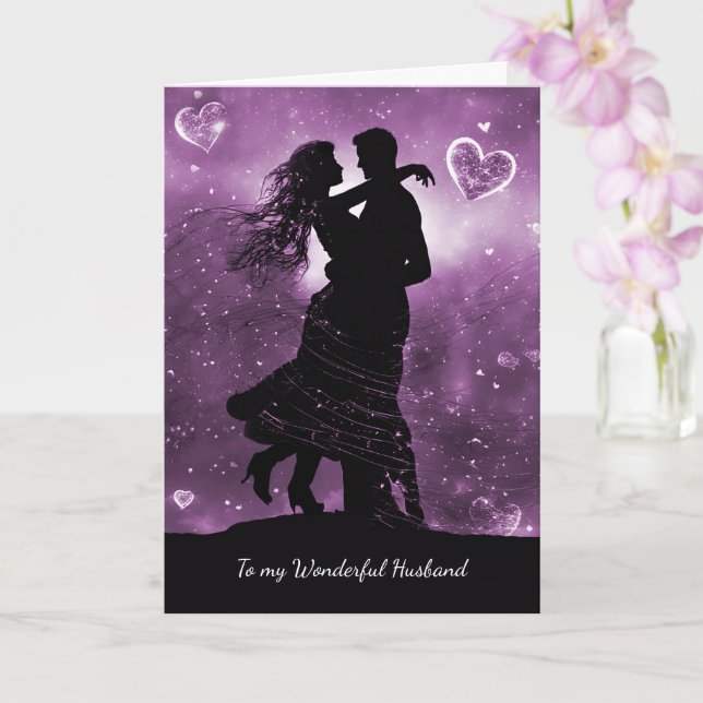 Carte Husband Valentines Day with Silhouetted Couple  (Orchidée)