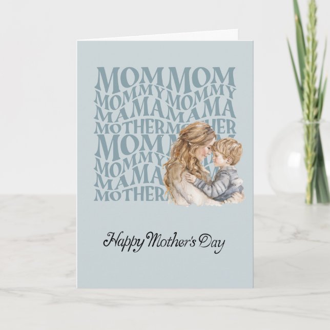 Carte Husband's Mother's Day Card to Wife and Son (Devant)