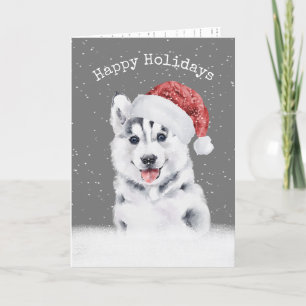 Carte Husky Noël Dans Les Snowflakes