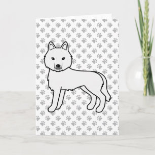 Carte Husky sibérien blanc Chien de dessin animé mignon