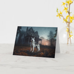 Carte Husky sibérien Halloween Épouvantable