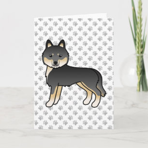 Carte Husky sibérien noir et feu, chien de dessin animé