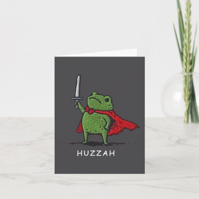 Carte Huzzah Frog Knight Funny Sword Meme Quote  (Devant)