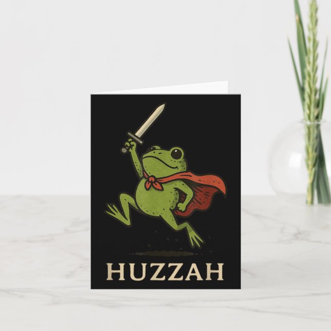 Carte Huzzah Frog Knight Funny Sword Meme Quote  (Devant)