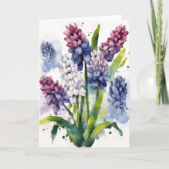 Carte Hyacinth - Watercolor flowers (Devant)