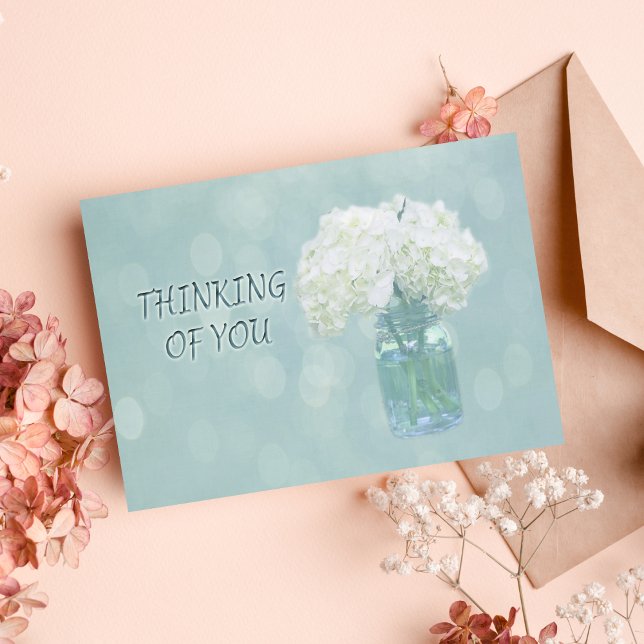 Carte Hydrangea Blanche Pensée Pour Vous Dans Un Vase Ca (Créateur téléchargé)