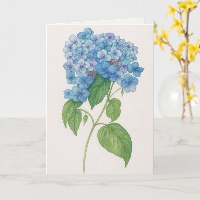 Carte Hydrangea Bleue pour Vous Dire que Vous êtes (Fleur jaune)