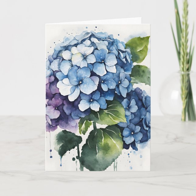 Carte Hydrangea - Fleurs aquarelles (Devant)