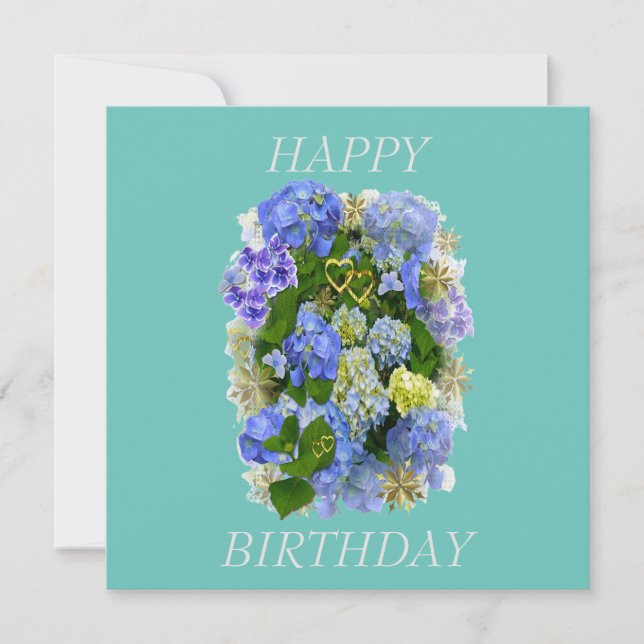 CARTE HYDRANGEA FLEURS JOYEUX ANNIVERSAIRE (Devant)