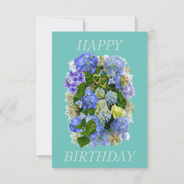 CARTE HYDRANGEA FLEURS JOYEUX ANNIVERSAIRE (Devant)