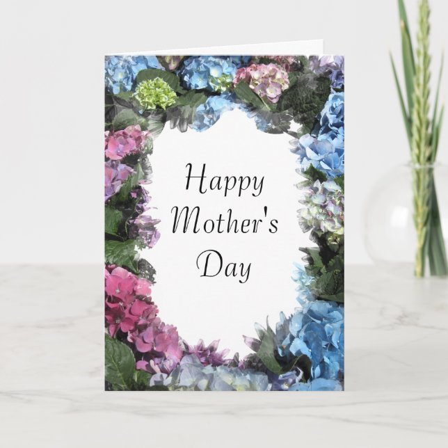Carte Hydrangea Flower Frame Happy Mothers Day (Devant)
