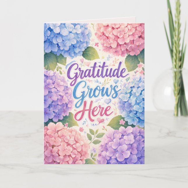 Carte Hydrangea : La gratitude grandit ici (Devant)