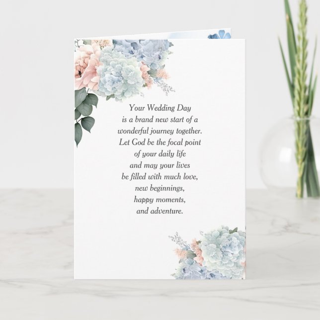 Carte Hydrangea Mariage avec texte religieux (Devant)