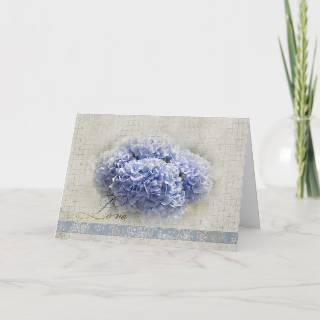 Carte Hydrangeas bleu romantique (Devant)