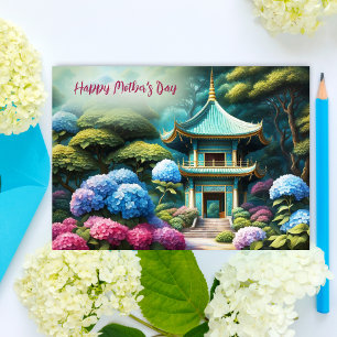 Carte Hydrangeas Pagoda Fête des Mères mondiale