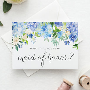 Carte Hydrangée bleue et rose blanche Fleur d'honneur