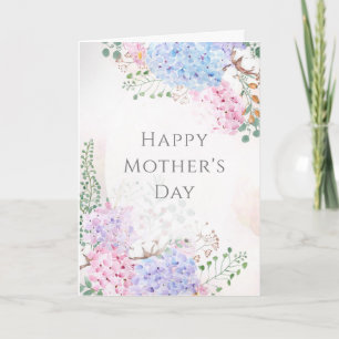 carte hydrangée de jour de mère heureuse