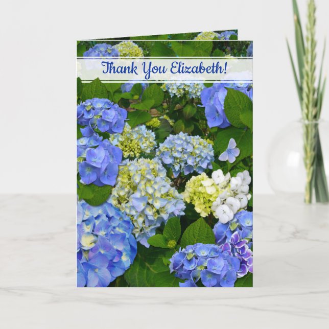 Carte Hydrangeia bleue de printemps ami chrétien Merci (Devant)