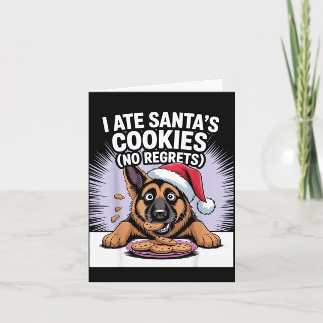 Carte I Ate Santas Cookies Puppy Funny Christmas German  (Devant)