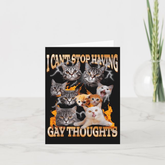 Carte I Can't Stop Having Gay Thoughts Funny Cat Meme Bo (Devant)