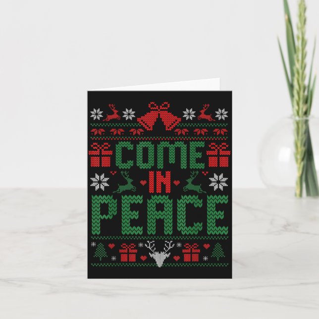 Carte I Come In Peace Couple Matching Ugly Christmas Swe (Devant)