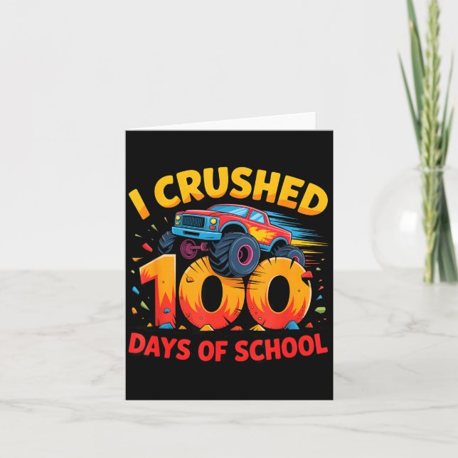 Carte I Crushed 100 Days Of School Monster Truck Girls B (Devant)