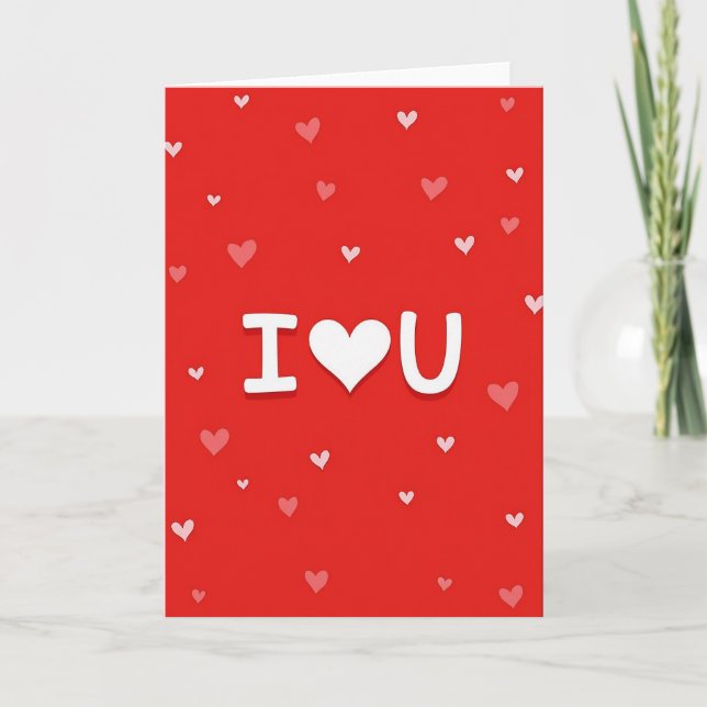 Carte I Heart U Cœurs Rouges (Devant)