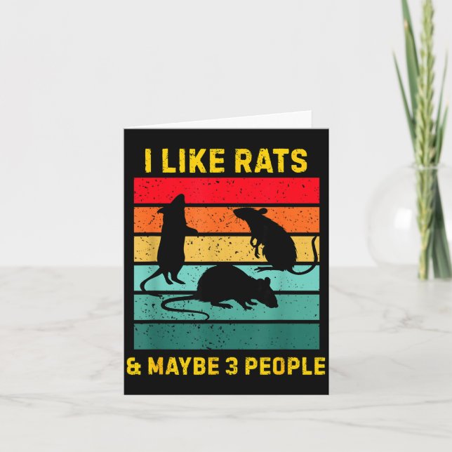 Carte I Like Rats And Maybe 3 People Shirt Retro Rat Hum (Devant)