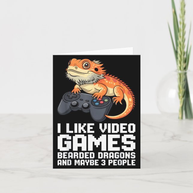 Carte I Like Video Games Bearded Dragon Gamer Introvert  (Devant)