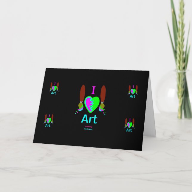 Carte I Love Art Horizontal Greeting Card (Devant)