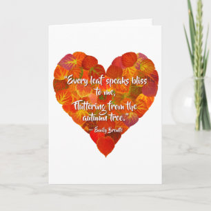 Carte I Love Automne—Rouge Aspen Leaf Heart 1, Citation