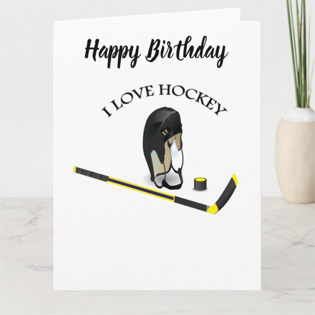 Carte I Love hockey conception personnalisée avec bâton  (Devant)