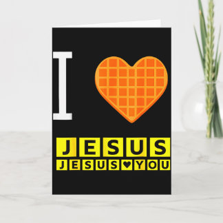 Carte I Love Jesus Waffle Heart Funny Christian Breakfas