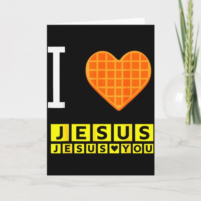 Carte I Love Jesus Waffle Heart Funny Christian Breakfas (Devant)