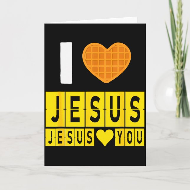 Carte I Love Jesus Waffle Heart Jesus Loves You Funny Br (Devant)