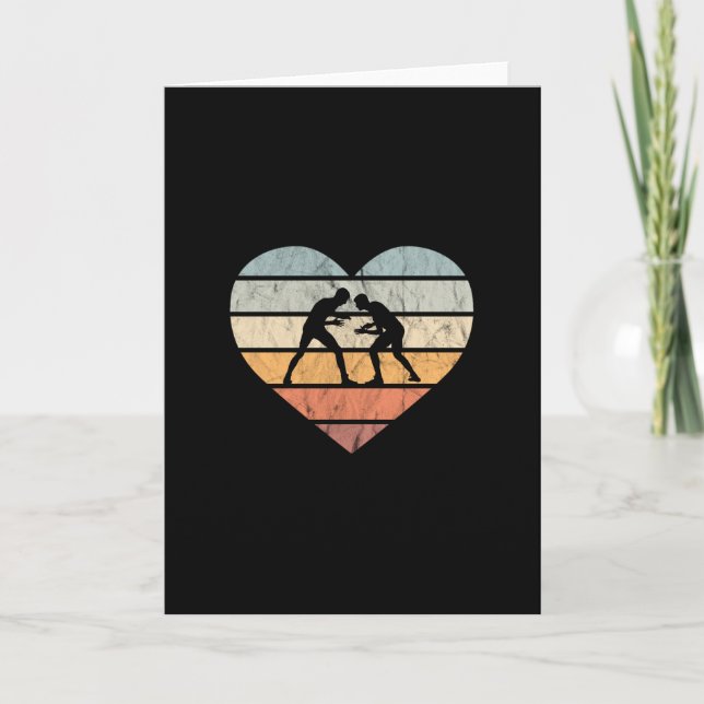 Carte I Love Lutte Coeur Rétro (Devant)
