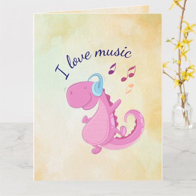 Carte I Love Music Greeting Card (Fleur jaune)