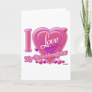 Carte I Love My Grandgirl rose/violet - coeur