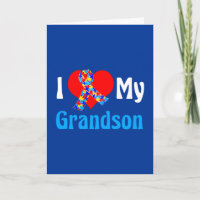 I Love My Grandson Autism Grand-Parent Bleu Ruban