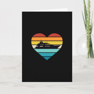 Carte I Love Yacht Capitaine Navire Retro Sunset
