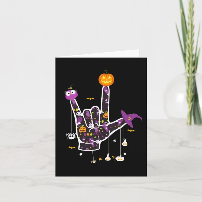 Carte I Love You ASL Halloween Langue des signes Hallowe (Devant)