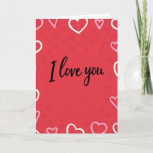 Carte « I Love You » avec cœurs esquissés