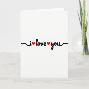 Carte « I Love You » avec cœurs ondulés