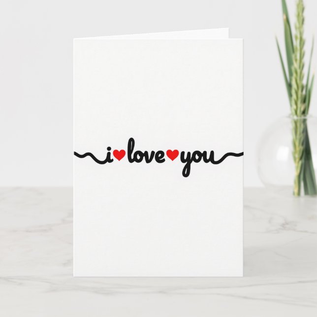 Carte « I Love You » avec cœurs ondulés (Devant)