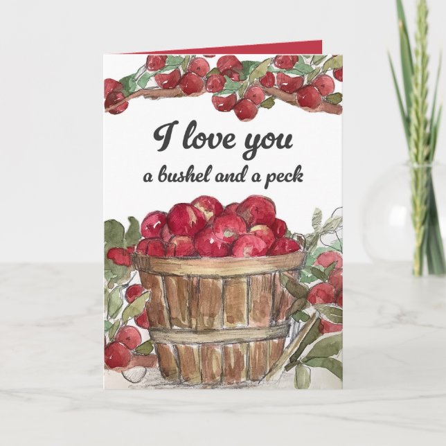 Carte I Love You Bushel And Peck Apples Fruit (Devant)