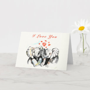 Carte I Love You Couple Elephant Valentine's Day Card