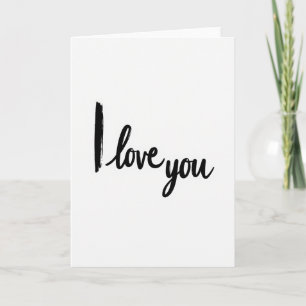 Carte « I Love You » écriture pinceau