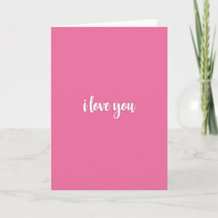 Carte « I Love You » en rose chaud avec gaufrage