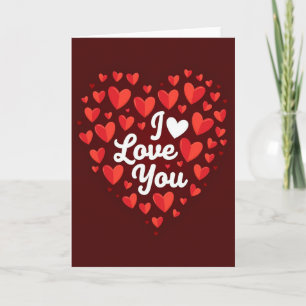 Carte « I Love You Glossy Hearts »