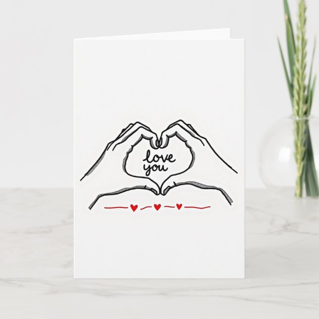 Carte I Love You Heart Hands Card (Devant)